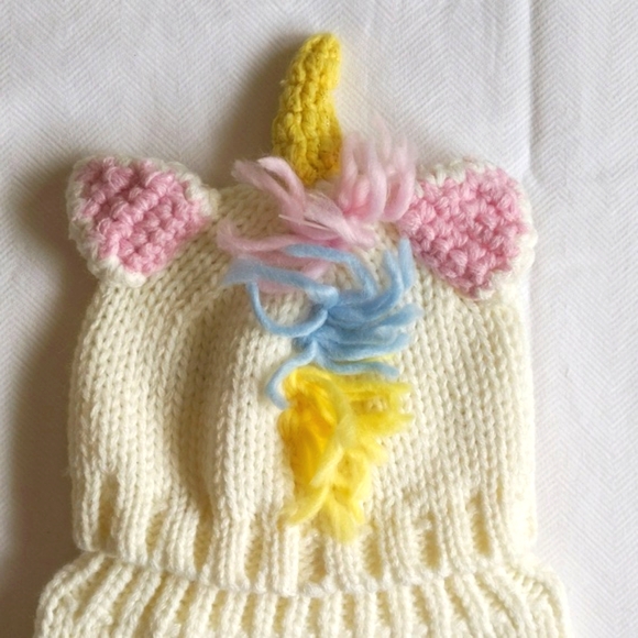 little cuties 2 piece knit unicorn photo prop set 0-3 months baby girl - Picture 6 of 6